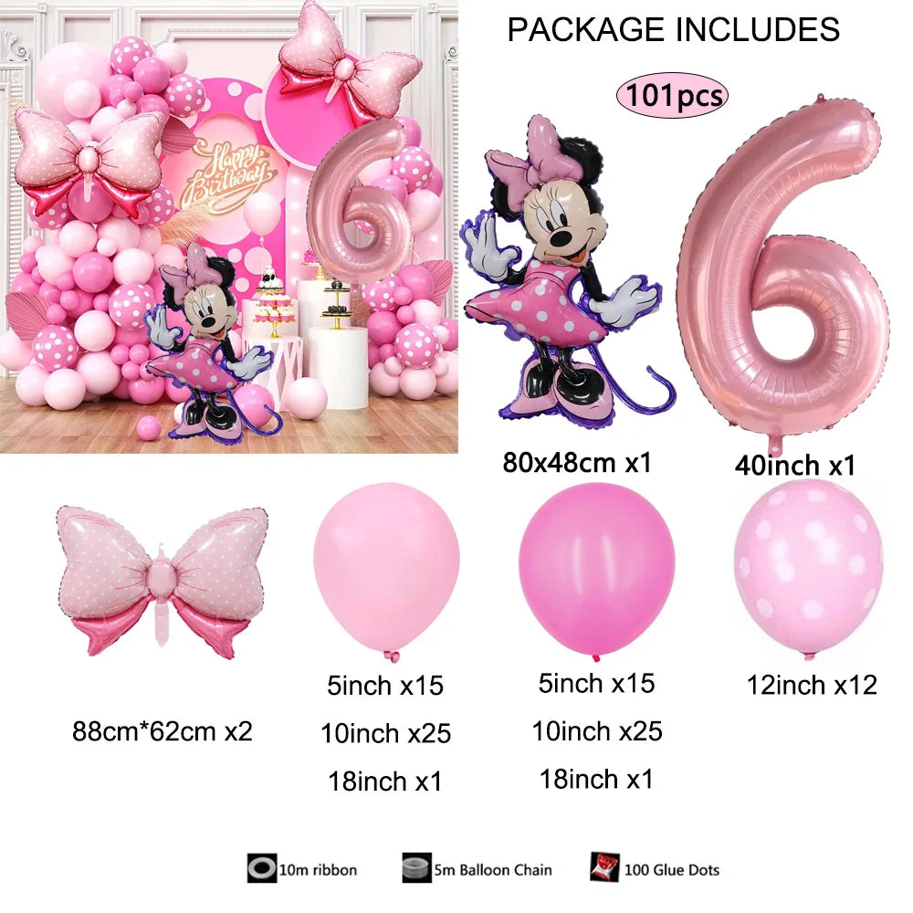 1Set Cartoon Minnie Maus Rosa Anzahl Ballons Girlande Bogen Kit Set Mädchen Prinzessin Geburtstag Party Baby Dusche Dekoration Geschenke.