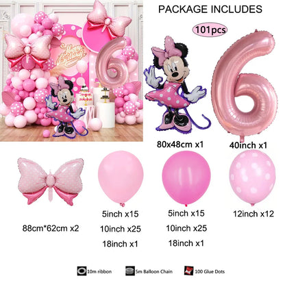 1Set Cartoon Minnie Maus Rosa Anzahl Ballons Girlande Bogen Kit Set Mädchen Prinzessin Geburtstag Party Baby Dusche Dekoration Geschenke.