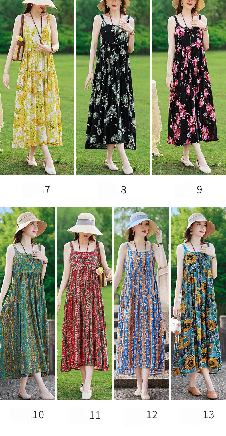 Neue Mode Lässig 2025, Sommer Elegante Kleider Für Frauen Oansatz Druck Vintage Ärmelloses Kleid Lose Frauen Kleidung.