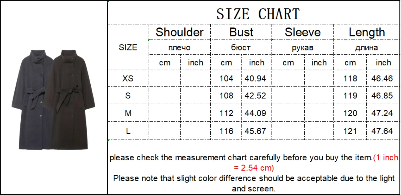 TFMLN Lange Mäntel für Damen mit Stehkragen, 2025, Winter, neuer Trenchcoat mit Gürtel, Vintage, einfache Oberbekleidung, elegante Mode, weiblich