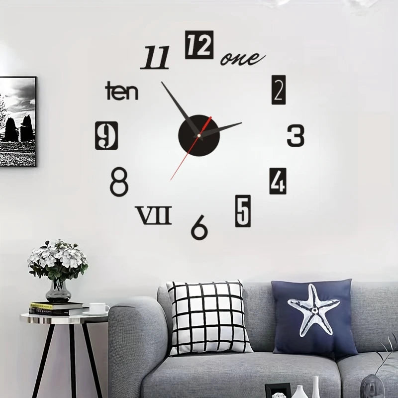 2D/3D Große Römische Ziffer Acryl Spiegel Wanduhr Aufkleber Mode DIY Quarz Uhren Uhr Hause Dekoration Wohnzimmer Aufkleber