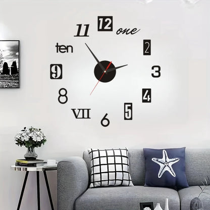 2D/3D Große Römische Ziffer Acryl Spiegel Wanduhr Aufkleber Mode DIY Quarz Uhren Uhr Hause Dekoration Wohnzimmer Aufkleber
