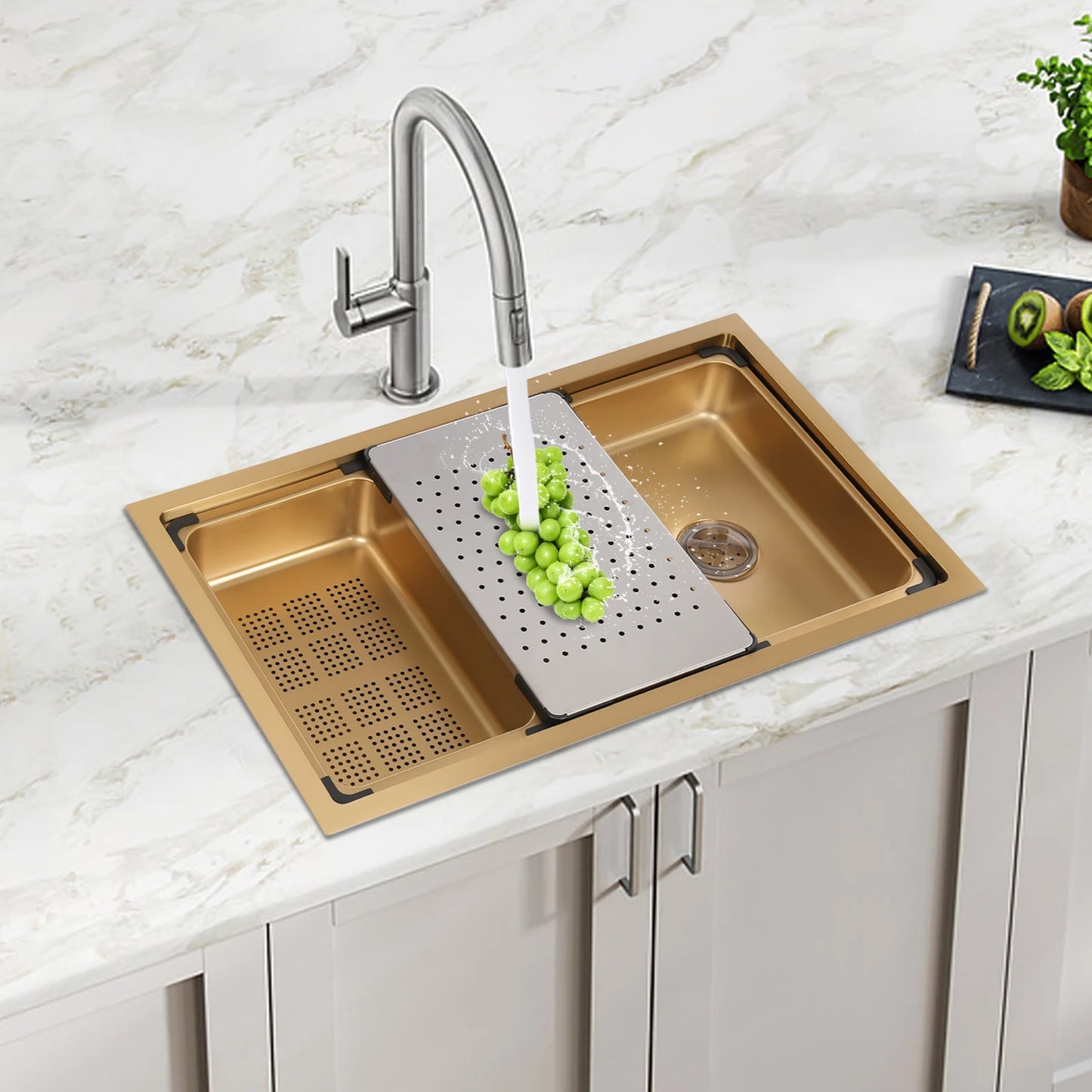 Gold 30 × 18 × 9 Inch 304 Stainless Steel Sink Undercarriage Kitchen Sink Stainless Steel Sink For Restaurants Dessert Shops Etc