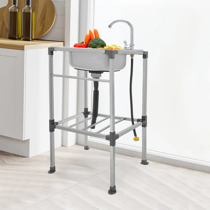 Freistehendes Küchenspülbecken mit Wasserhahn, 18,9 x 13,78 Zoll, Mehrzweckspülbecken-Set aus Edelstahl, 132 Pfund Kapazität für Zuhause, Wäsche, Garage