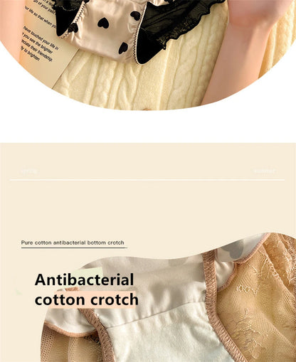 Sexy lingerie women Satin tangas lace ropa interior femenina sweet calzones para mujer plus size panties heart underwear women.