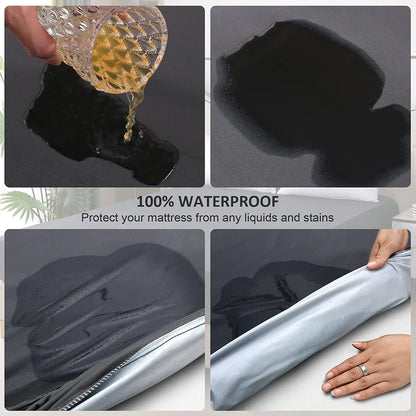 Solid Mattress Protector Waterproof Sheet Cover Black/Grey/Navy Blue Bed Mattress Pad Cover.