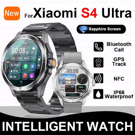 For Xiaomi S4 Ultra Outdoor Sports Smart Watch Men AMOLED Screen NFC GPS Compass Heart rate Waterproof Bluetooth Call SmartWatch.