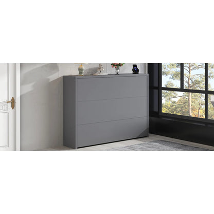 Klappbarer Schreibtisch mit Rollen und kabellosem Ladegerät – 2-in-1-Sideboard und Arbeitsplatz, mit Regal und Kippschutz, Rollen mit Bremstisch