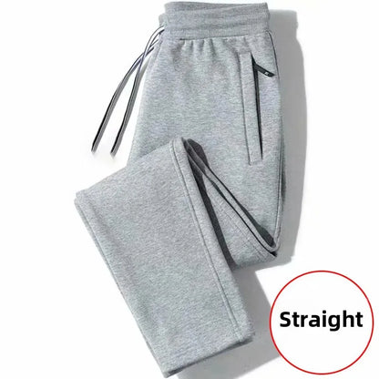 Men's Loose-Fit Fleece-Lined Long Casual Pants Autumn/Winter 2024 Spring/Autumn Korean Style Straight-Leg Pants For Youth