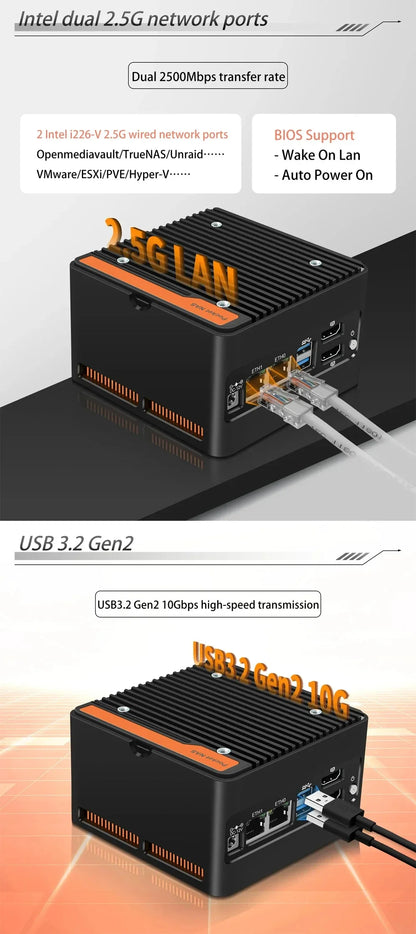 Mini PC Ιntel 12th Alder Lake-i3-N305 N100 Computer Windows 11 Pro Linux Ubuntu Dual LAN Home/Office Development NAS Computer.