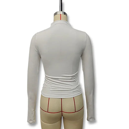 Fashionable Solid Color Women's Polo/Turtle Neck Top 2024 Autumn/Winter New Arrival Slimming Effect Long Sleeve T-Shirt