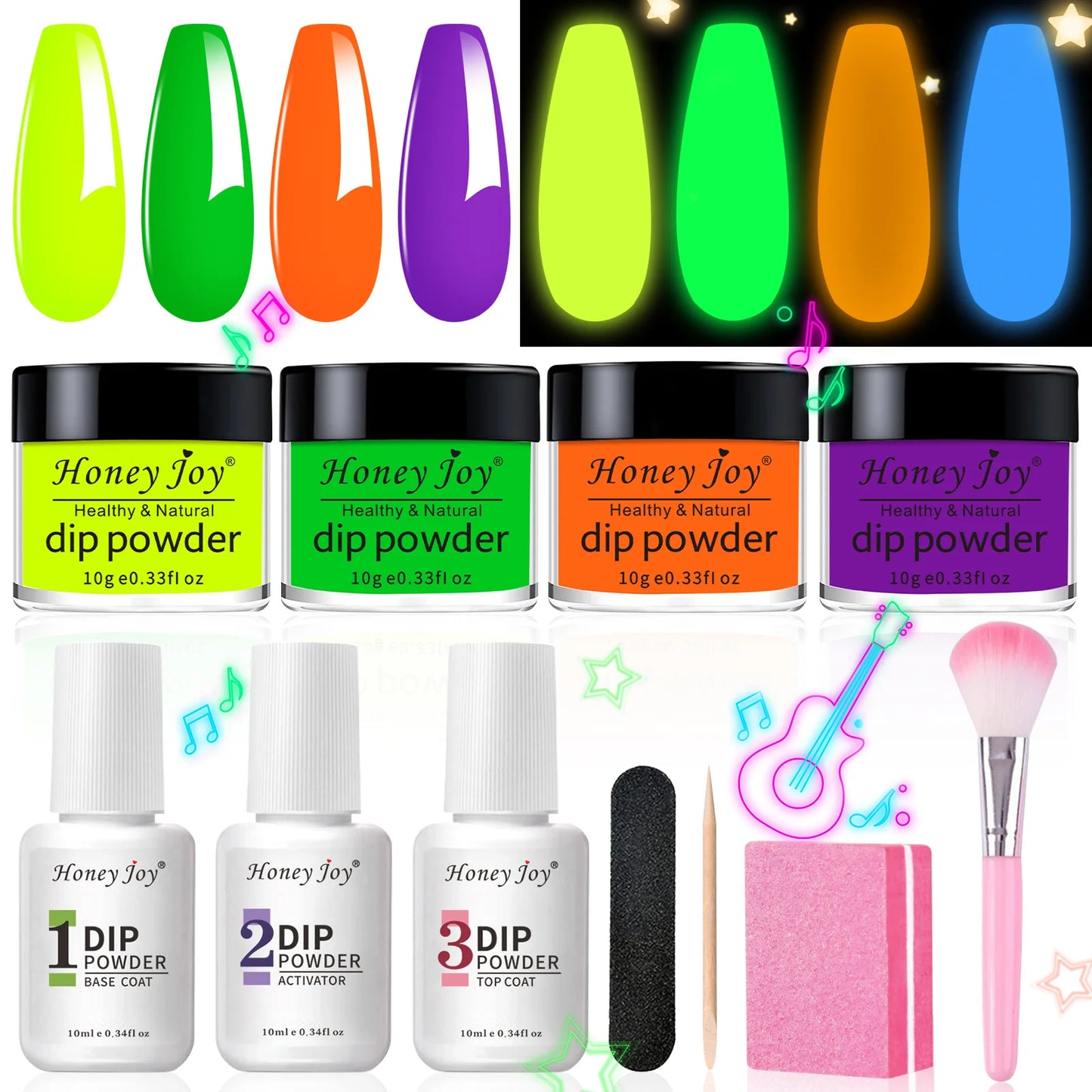 Dip Nails Powder Kit Acrylic Dipping Powder Set with Base Top Coat Activator for French Nail Art Manicure Salon DIY Gift No UV.