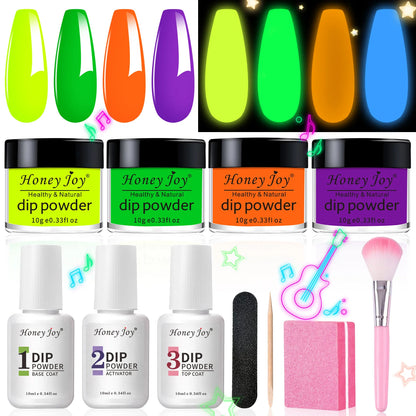 Dip Nails Powder Kit Acrylic Dipping Powder Set with Base Top Coat Activator for French Nail Art Manicure Salon DIY Gift No UV.
