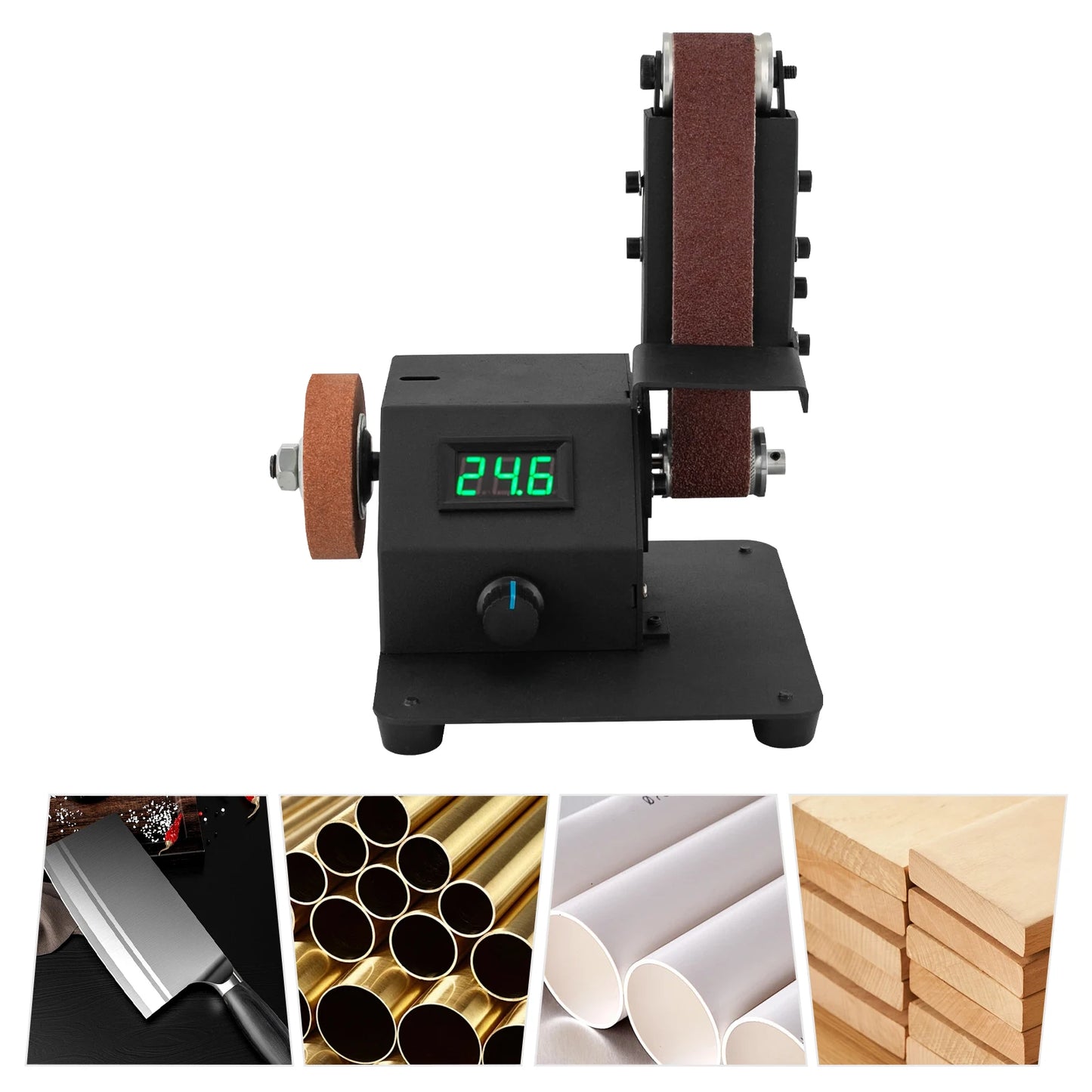 Elektrischer Mini-Bandschleifer zum Selbermachen, 350 W, für die Messerherstellung, Upgrade des Messerschärfs mit 10 Stück Schleifband