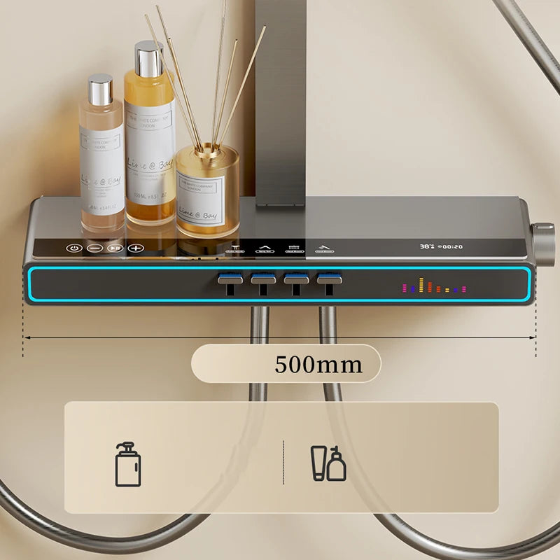 Bluetooth Music Digital Bathroom Shower System Ambient Lighting thermostatic Digital Bathroom Shower Set Faucets Accessories