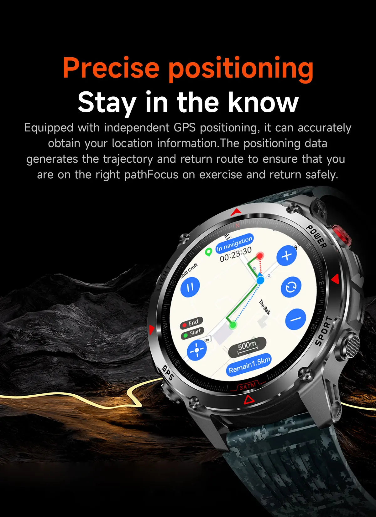 Outdoor Military GPS Smartwatch For Men Build in Dual Band GNSS Compass Altitude 3ATM Waterproof Swimming Smart Watch Women 2025.