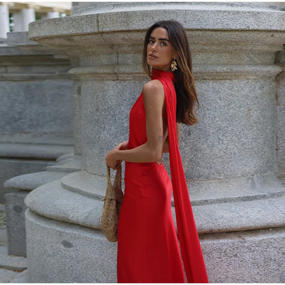 Elegante Feste Band Frauen Halfter Kleid Off Schulter Ärmellose Backless Dünne Weibliche Maxi Kleider 2025, Sommer Neue Chic Dame Robe