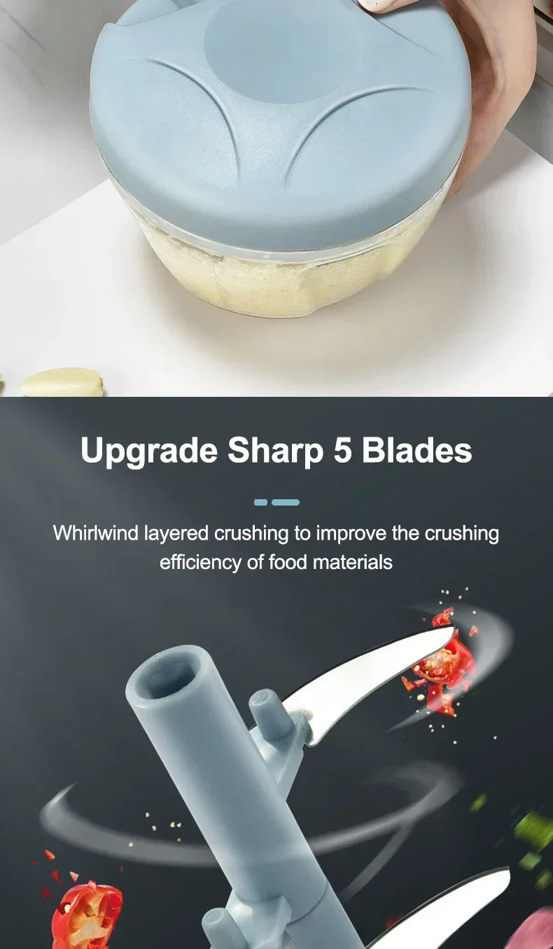 Manual Meat Mincer 500/900ML Garlic Chopper Kitchen Cooking Accessories Vegetable Onion Cutter Rotate Garlic Press Crusher.