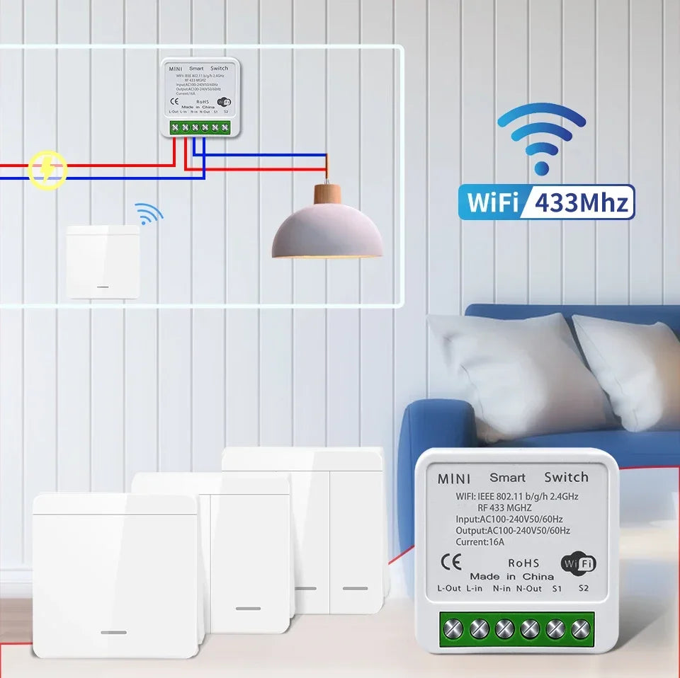 Tuya Smart WiFi Schalter Für LED Beleuchtung 1/2/3 Gang RF433MHz Drahtlose Panel Schalter Smart Leben APP Alexa google Home Voice Control.