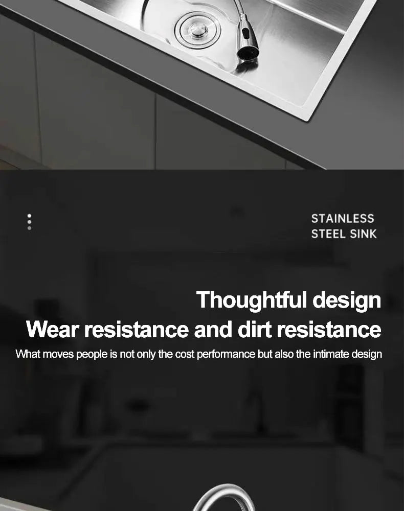 Thickened 304 Stainless Steel Single Sink Kitchen Sink Undermount Dishwashing Trough for Home Improvement