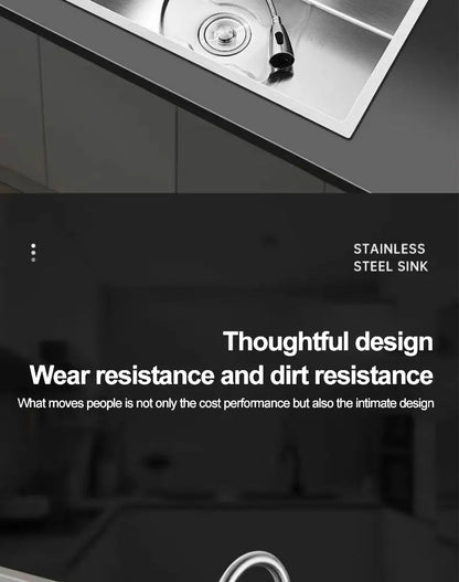 Thickened 304 Stainless Steel Single Sink Kitchen Sink Undermount Dishwashing Trough for Home Improvement