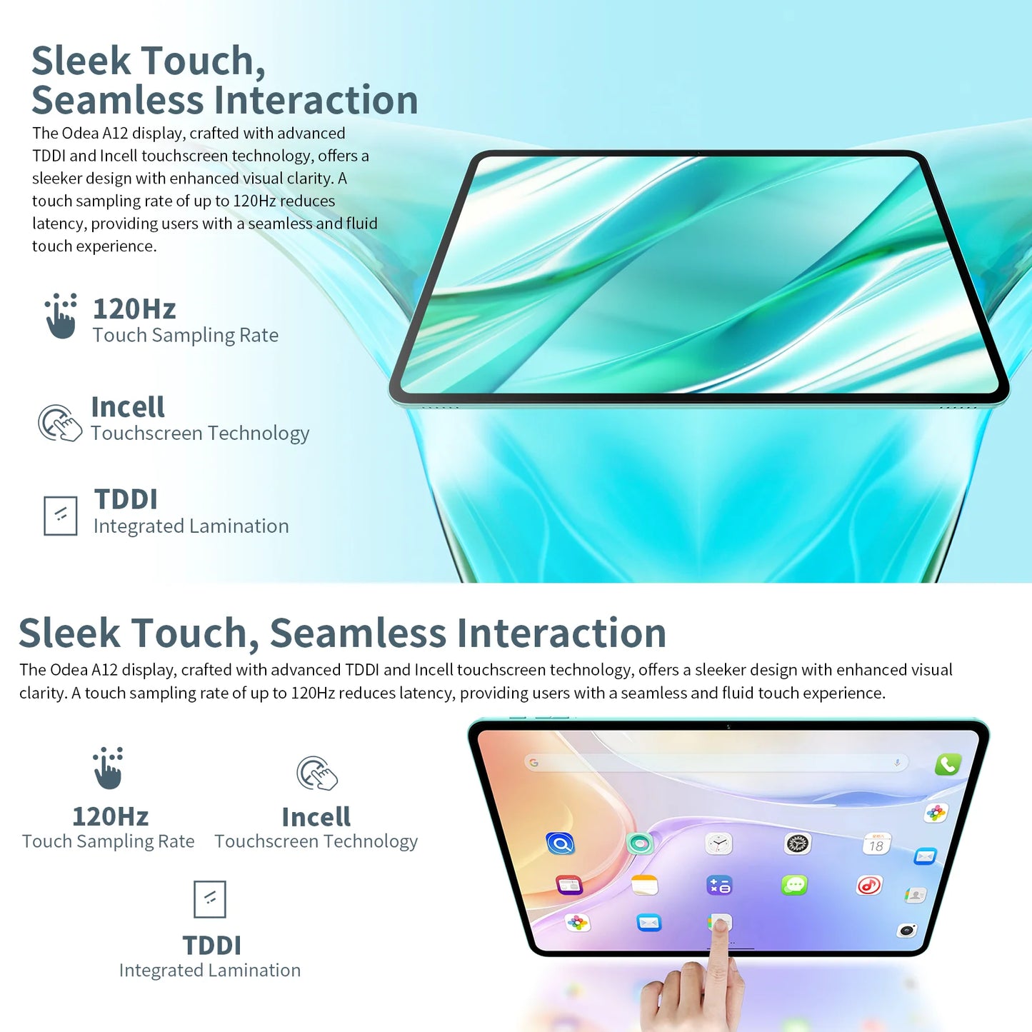 Odea A12 Android 14 Tablet, T606 8-core, 4GB+8GB RAM 128GB ROM, 12 inch 2000x1200 Display, 8000mAh, Widevine L1, 13MP Camera.