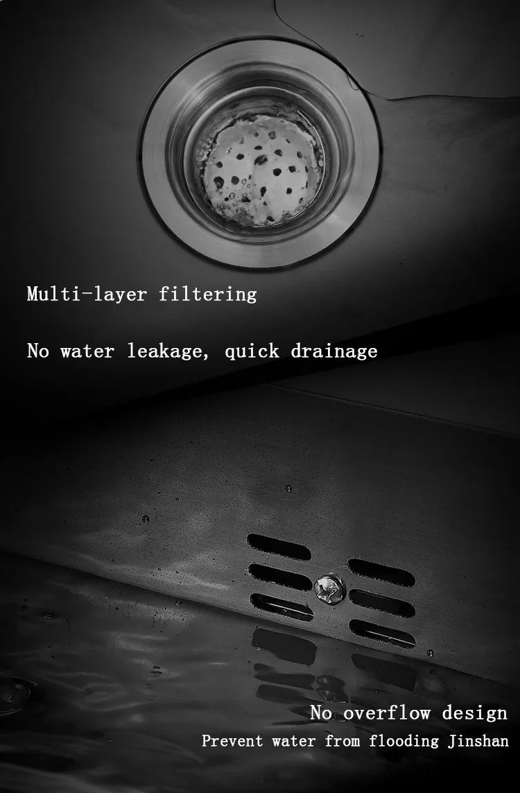 kitchen sink Black nano-sink single-slot household hand-washing basin kitchen large 304 stainless steel sink sink bowl