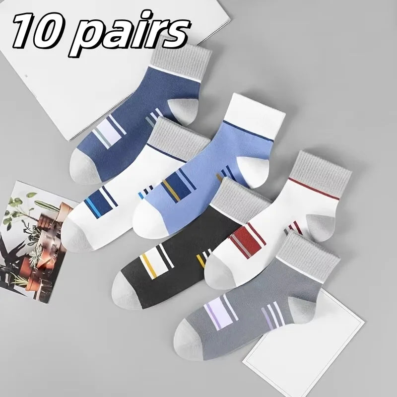 10/5/3MEN'S Mid-calf Socks Cotton Socks for All Seasons, Solid Colour and Versatile