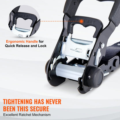 SucceBuy 4 Stück Anhänger-Ratschen-Spanngurte mit gepolsterten Griffen, Haken-Bremsbindegürtel für die Bewegen, Sicherung von Fracht und Motorrädern