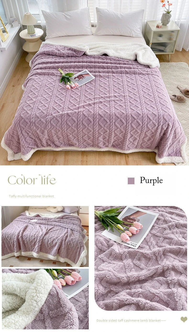 Double Layer Fleece Blanket Autumn Winter Thick Warm Office Nap Throw Blankets for Sofa Bed Single Double Soft Plush Comforter