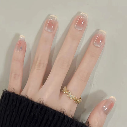 24pcs Detachable Short Press on Nails Y2k rhinestone False Nails with Glue Ballet Sweet Cool Girls Artificial False Nails Tips