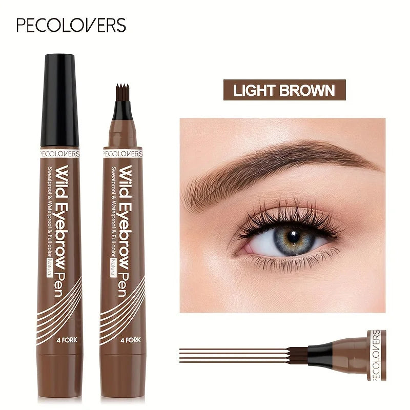 6 Colors 1pc Eyebrow Pen Waterproof 4 Split Tip Eyebrows Pen Eyebrow Tattoo Pen Waterproof Liquid Black Eyebrow Makeup Pencil.