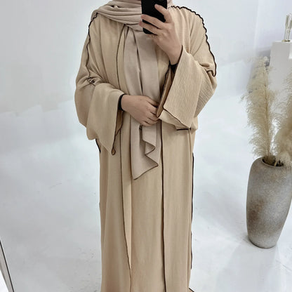 Muslim Abaya3 Pieces Dress for Women Arab Plain Hijab Ramadan Islamic
