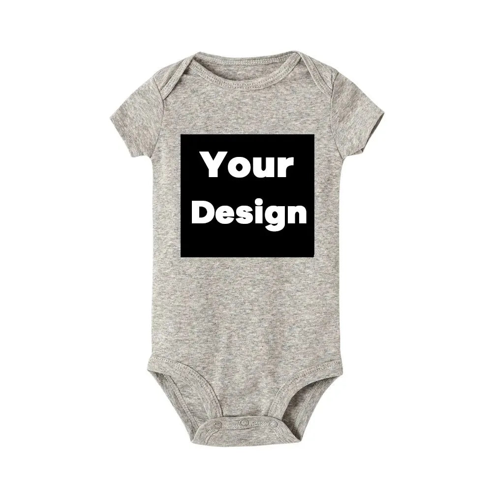DIY IHR DRUCK ODER LOGO Neugeborenen-Anpassungs-Body, Langarm- und Kurzarm-Overall, einfacher, maßgeschneiderter TEXT-Babyspielanzug.