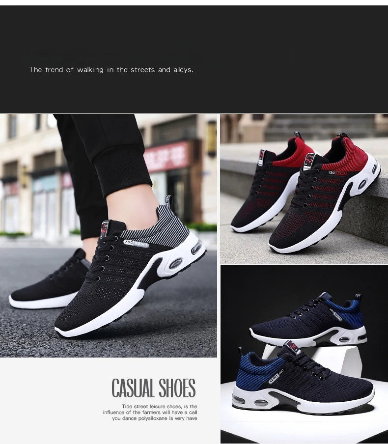 2025 New Men Sneakers Breathable Lace-Up Running Shoes Men Outdoor Walking Shoe Mesh Flying Woven Anti Slip Sports Shoes for Men.