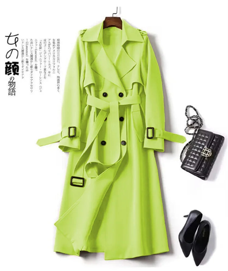 Herbst Winter Langarm Graben Mantel Für Frauen 2024 Mode Lose Büro Dame Lange Outer Jacke Mäntel Weibliche Kleidung