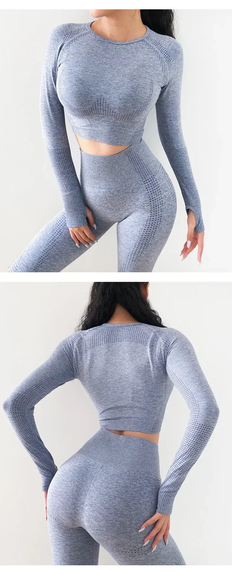 Seamless Yoga Shirt Women Fitness Long Sleeve Crop Top Workout Tops Gym Clothes Sportswear Running T-shirts.