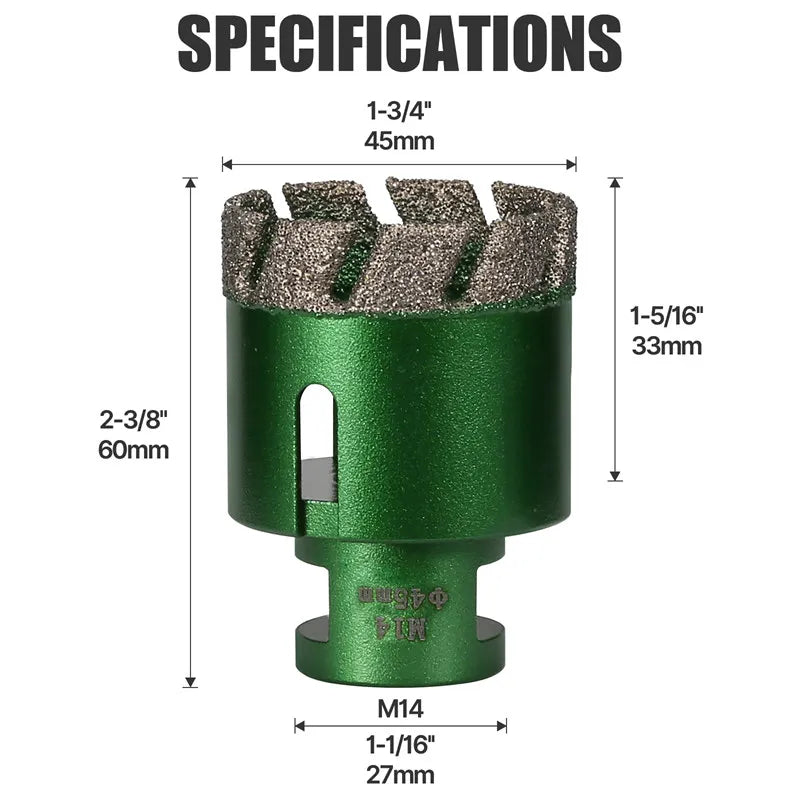 6–130 mm M14-Gewinde, trocken, vakuumgelöteter Marmor, Mauerwerk, Lochsäge, Öffner, Diamantbohrkrone für Keramikfliesen, Granit, Marmor