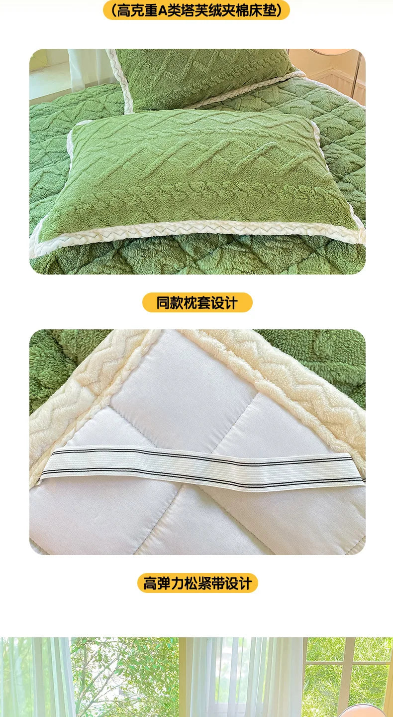 Winter Taft Velvet Mattress Topper Pad Fleece Bedspread Fold Non-slip Thin Tatami Mat Student Dormitory Bed Sheet Mattress Cover.