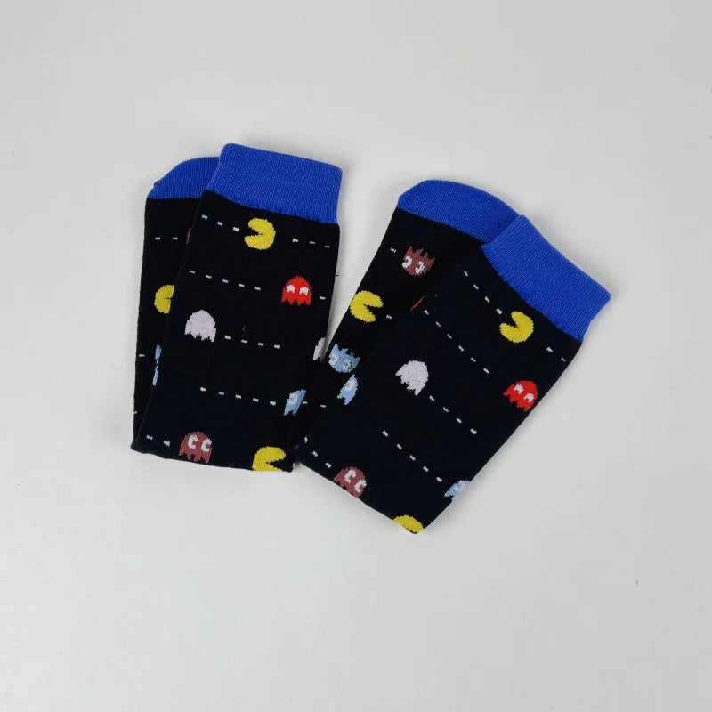 1 Pair Unisex Old School Game Sock Trendy Fashionable Suit In All Seasons For Daily Street.