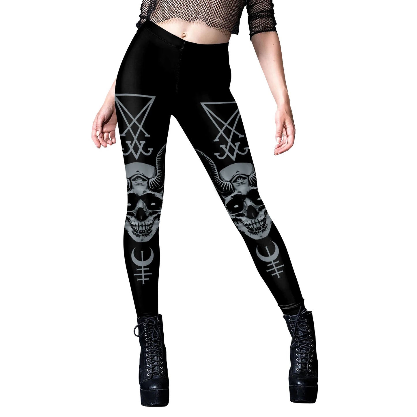 [You're My Secret] Sexy Women's Black Ouija Punk Rock Gothic Leggings For Women Push Up Fitness Legging Stretch Printed Leggins