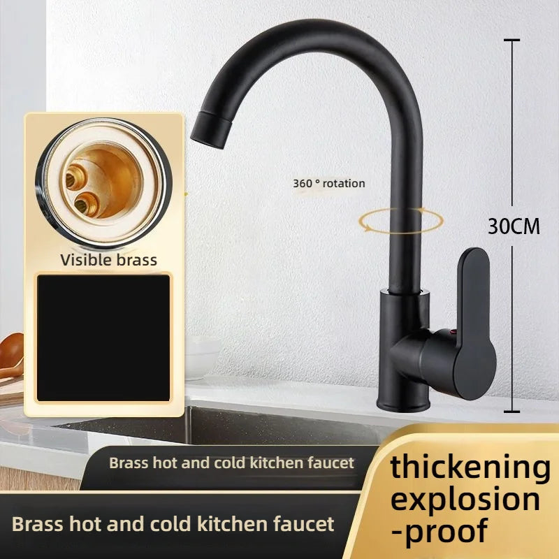 Kitchen Hot and Cold Water Faucets Household Kitchen Sink Splash Proof Sink Tap Deck Mounted Sprayer Taps