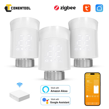 Tuya Zigbee Smart Thermostatic Valve Radiator Actuator Valve Wireless Temperature Controller Energy-Saving for Home Heating Alex.