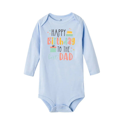Baby-Strampler „Happy Birthday To The Dad“-Aufdruck, Säuglings-Body für Jungen und Mädchen, Kleidung für Papa, Geburtstagsgeschenk, Overall, Kleinkind-Outfits.