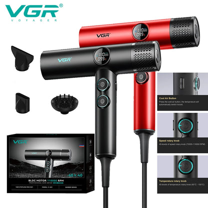 VGR Hair Dryers Professional Air Blower Negative Ion Hair Dryer 110000 RPM Hair Dryer Machine BLDC Motor Barber Salon V-401.
