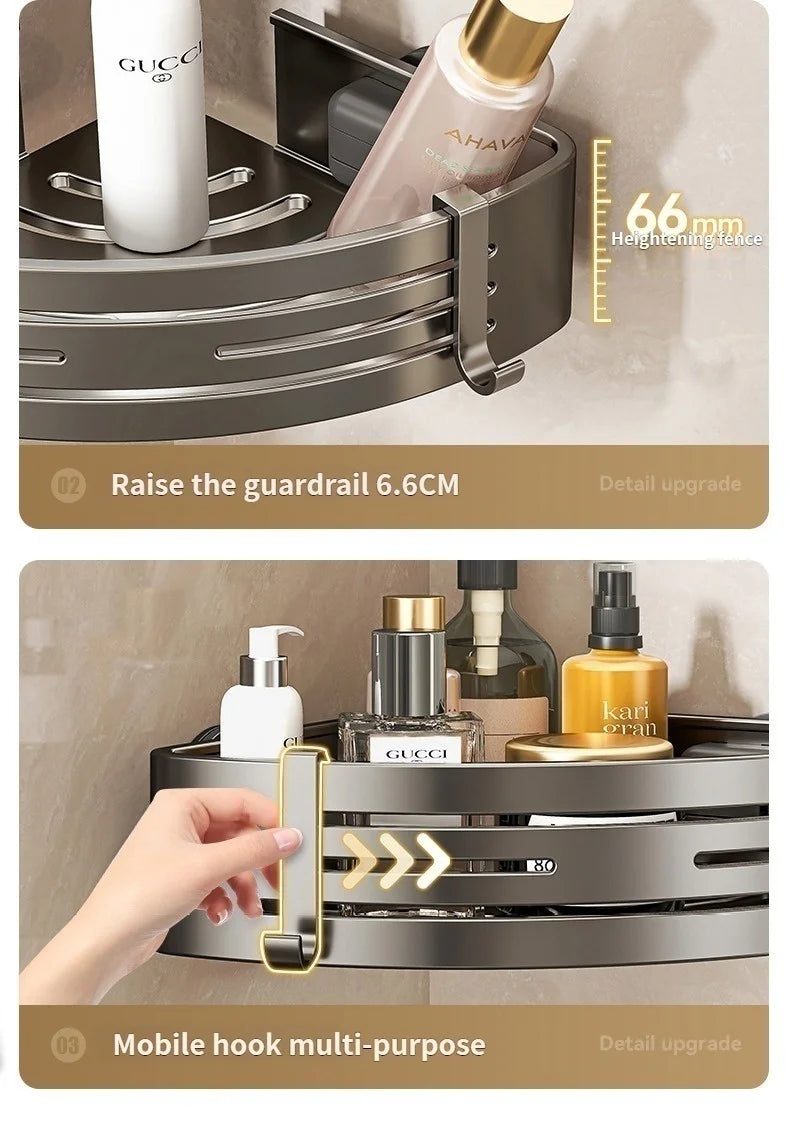 Saugnapf perforationsfreier Raum Aluminium Badezimmer Lagerregal Badezimmer Dreieckskorb Wandaufhänger Badezimmer Eckaufbewahrung