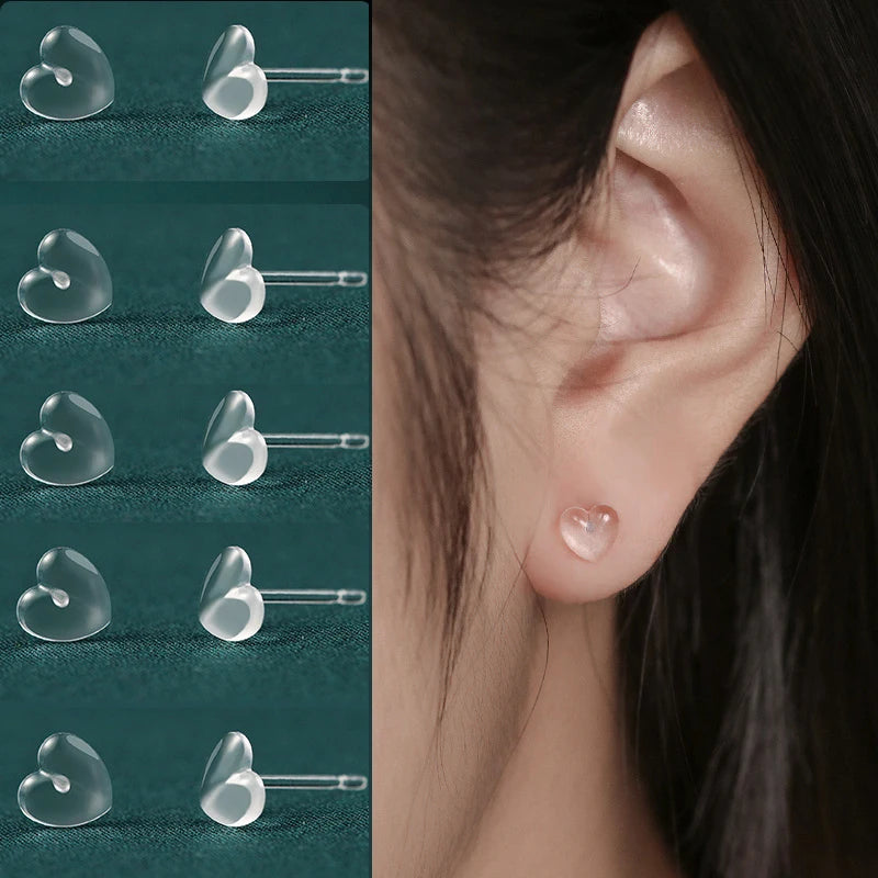 2/100Pcs Mini Resin Ear Studs for Women Anti-allergy Prevent Allergy Transparent Girls Invisible Cute Earring Piercing Jewelry