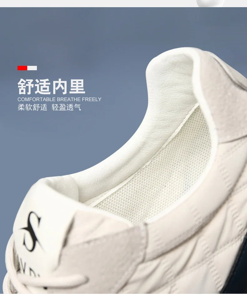 Genuine Leather Lift Sneakers Men Height Increase Insoles 6/8cm High Quality Elevator Shoes Comfortable Breathable Casual Sports.