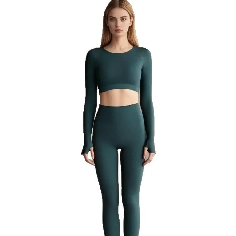 New 2025 Women's Yoga Top Fitness Pilates Training Sportswear Long Sleeve Summer Beautiful High-End Sensation Exercise Set.