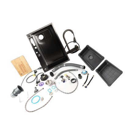 Küchenspüle unter der Theke, 68 x 45 cm, verdickter Edelstahl, Digitalanzeige, Küchenspüle, Unterbauwaschbecken